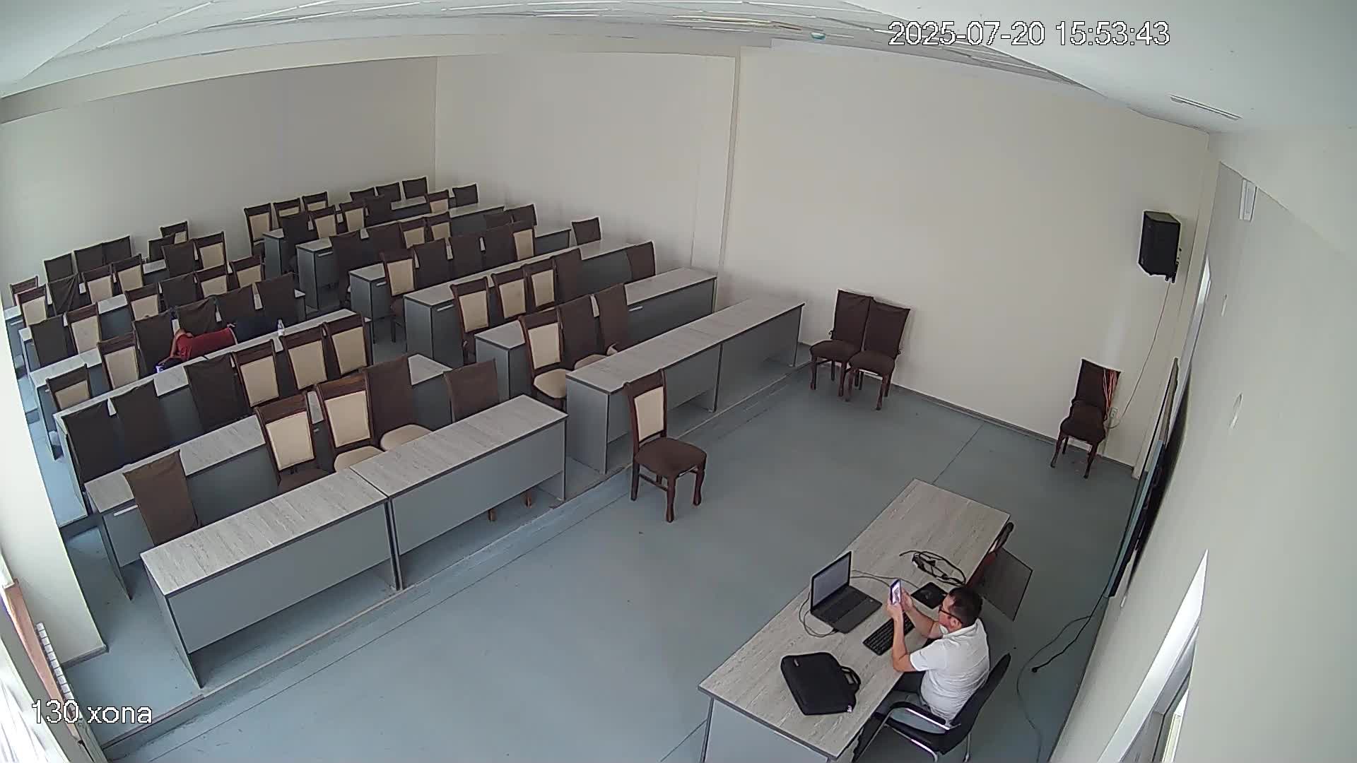 Online camera in a lecture hall before the session begins