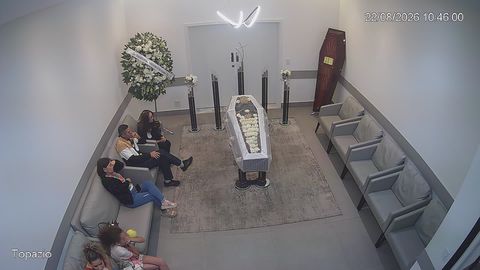 Example of family and friends attending a memorial service online